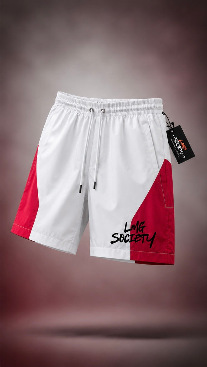 LMG Society Red/White Windbreaker Short Set