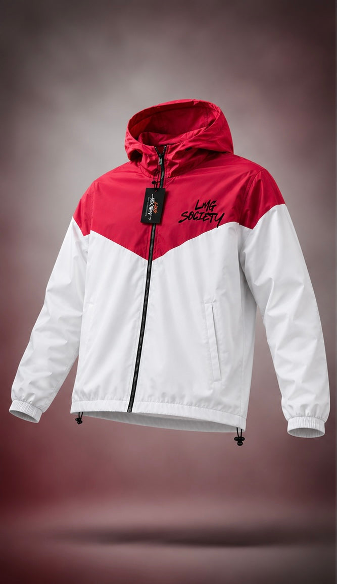 LMG Society Red/White Windbreaker Short Set