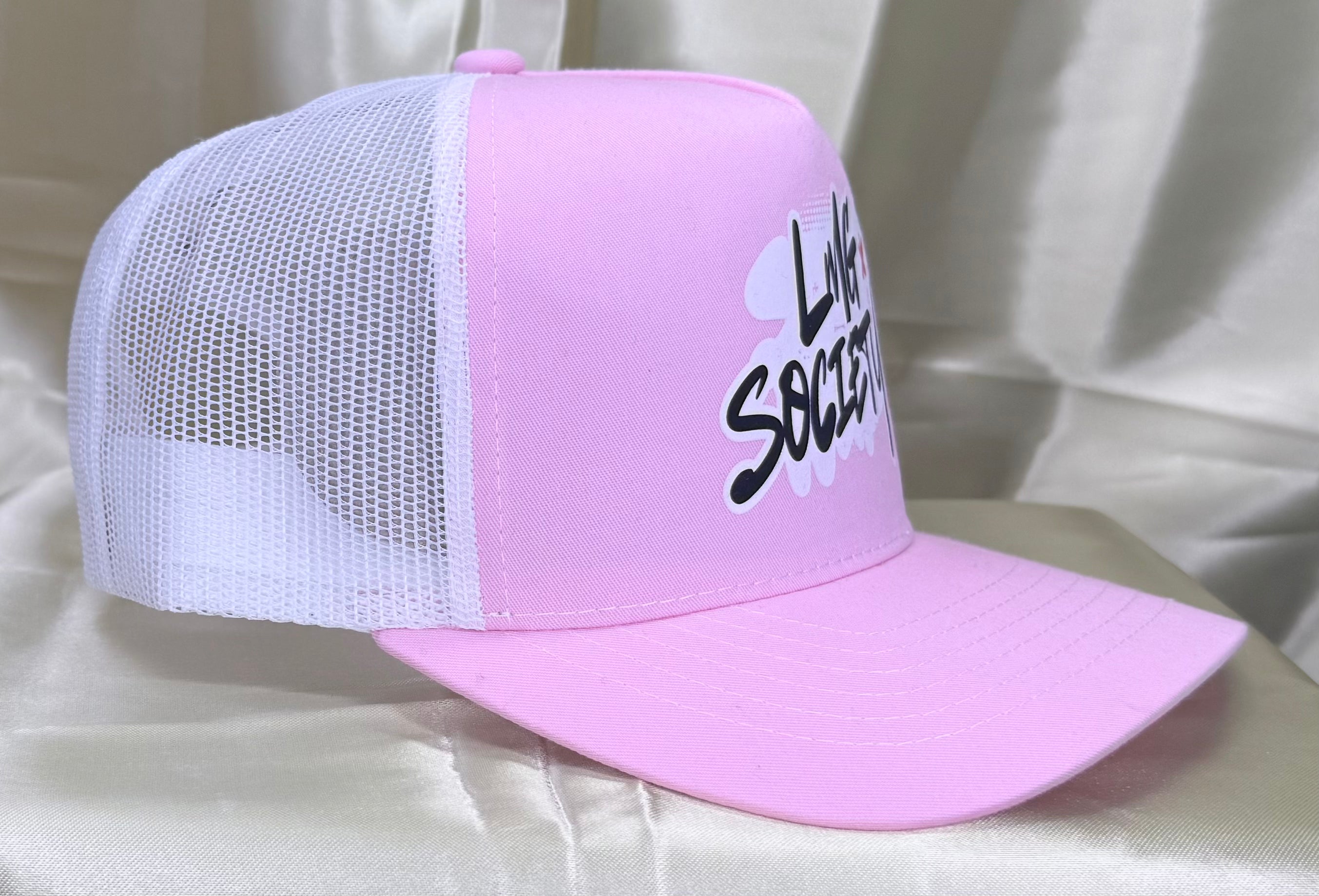 LMG Society Pink Trucker Hat – Signature Script Edition