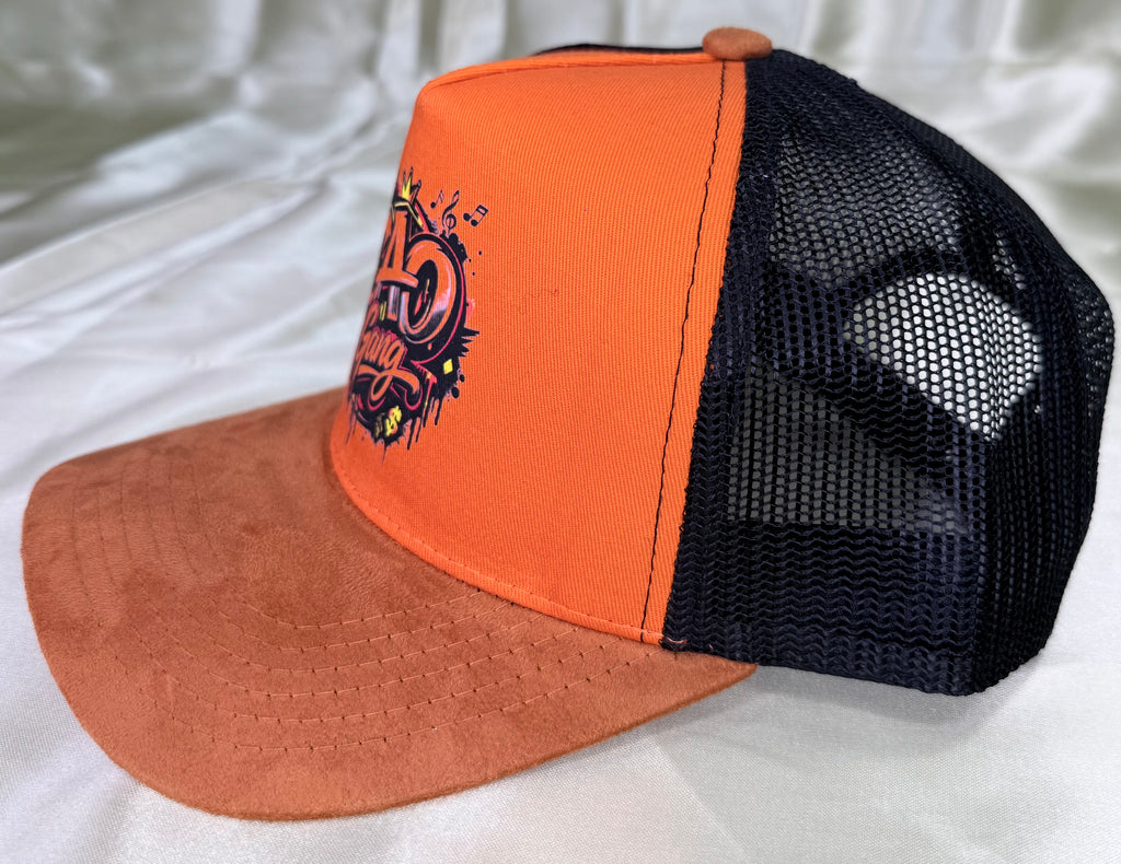 CAO Gang Premium Suede Brim Trucker Hat – Orange & Black
