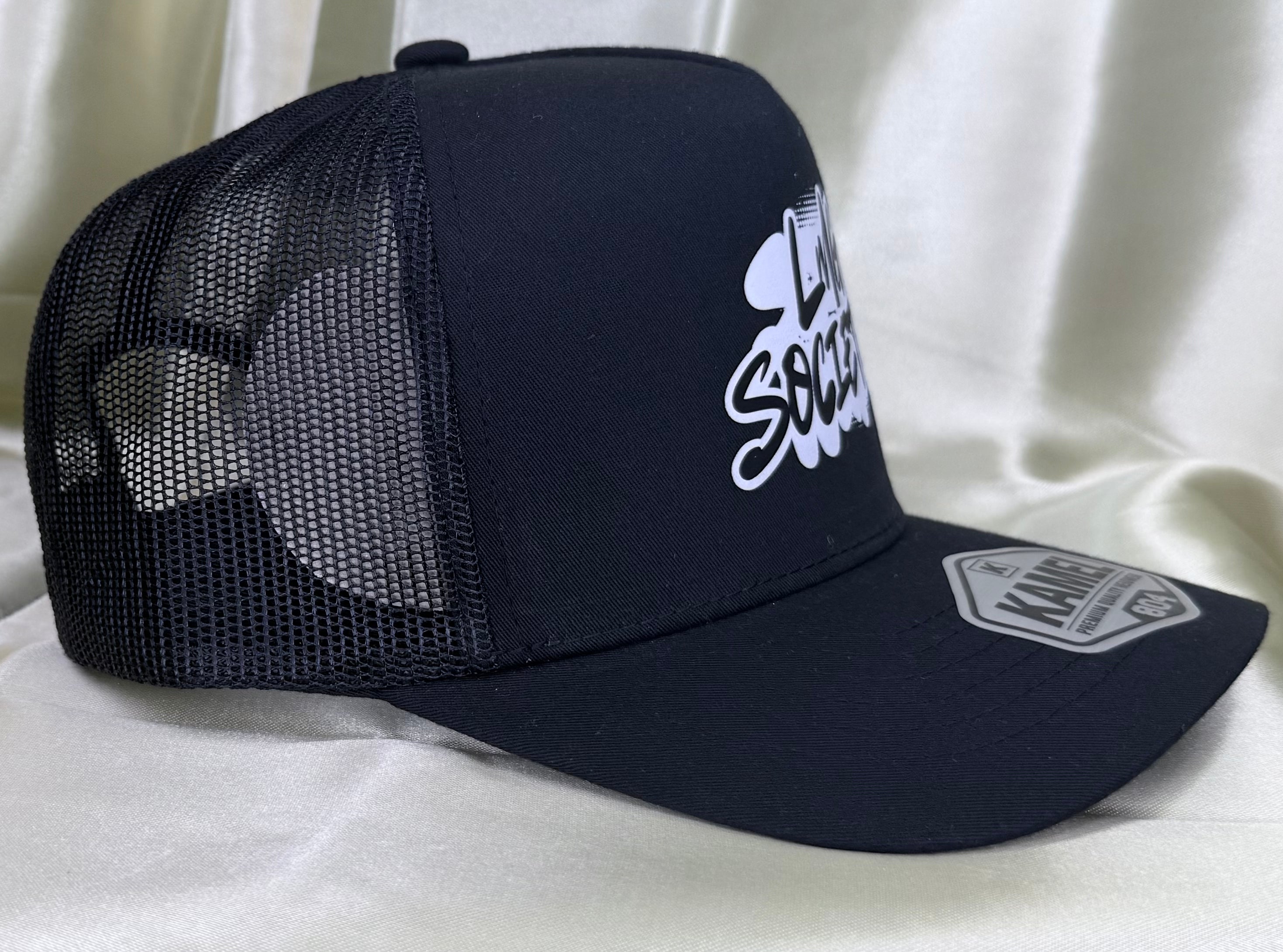 LMG Society Black Trucker Hat – Premium Snapback Mesh Cap | Loyalty Motivates Greatness Streetwear