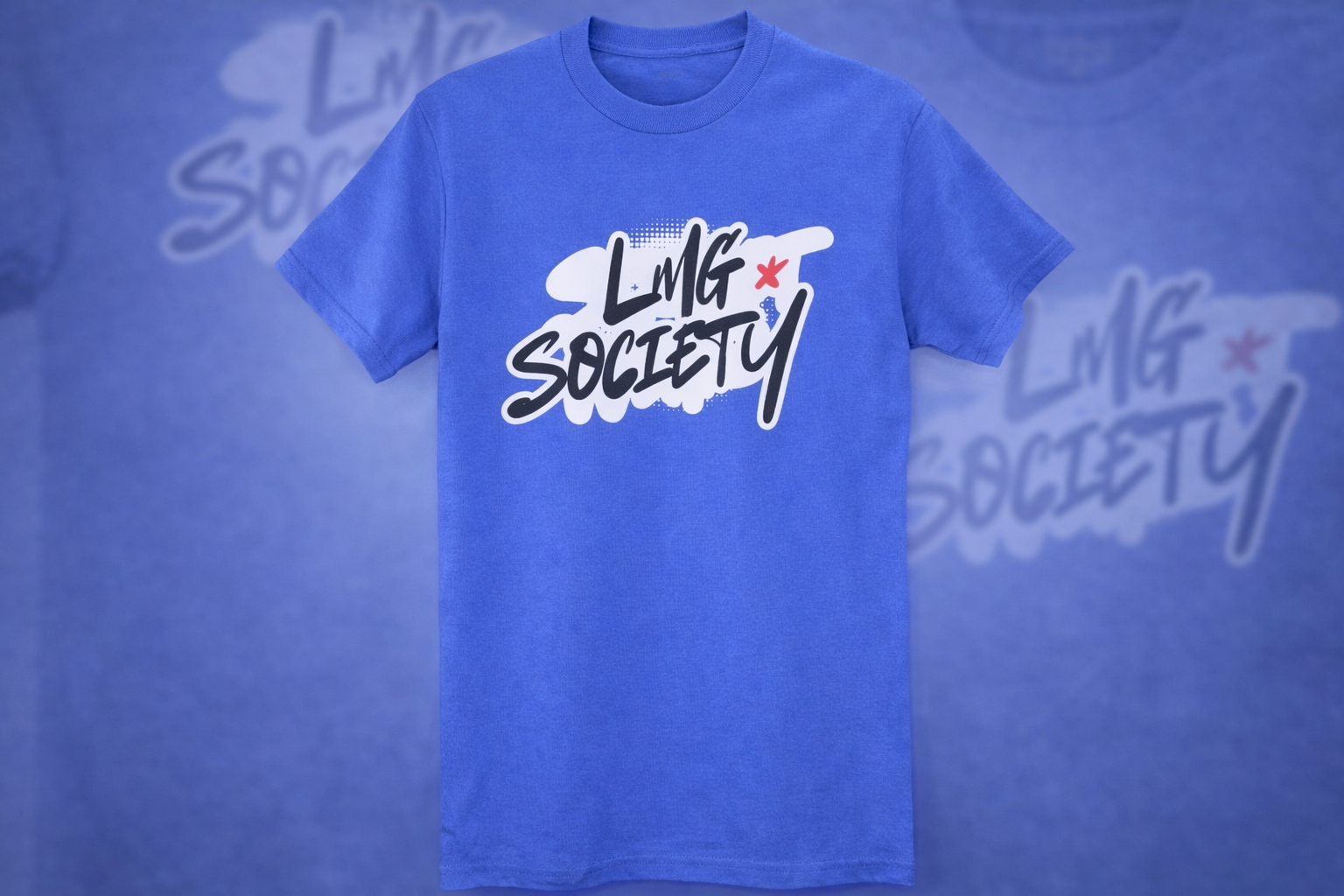 LMG Society Oversized Graphic T-Shirt – Royal Blue Streetwear Tee | Loyalty Motivates Greatness