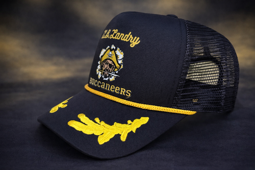 Black & Gold Buccaneers Premium Trucker Hat – Embroidered Signature Edition